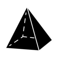 pyramid glyph ikon. geometrisk figur. enkelt dekorativt element. geometri modell. abstrakt form. isometrisk form med triangulära sidor. silhuett symbol. negativt utrymme. vektor isolerade illustration