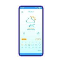 väderprognos smartphone app gränssnitt vektor mall