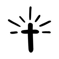 Vektorabbildung des christlichen Zeichens. Emblem mit Konzept des Kreuzes mit religiösem Gemeinschaftsleben. Gestaltungselement für Poster, Logo, Abzeichen, Zeichen