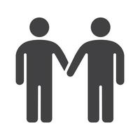 homosexuell par ikon. homosexuella silhuett symbol. två män som håller i hand. negativt utrymme. vektor isolerade illustration