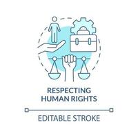 respekt för mänskliga rättigheter blå konceptikon vektor