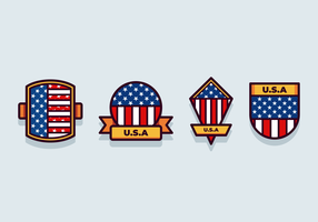 american flag set vector