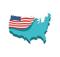 Amerikanische Flagge auf Karte vektor