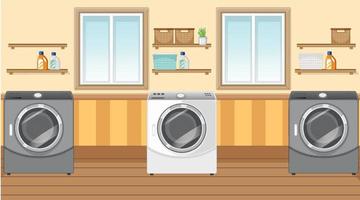 Innenarchitektur der Waschküche mit Möbeln und Dekorationen vektor