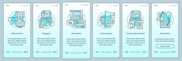 Social-Media-Werbung Onboarding mobiler App-Seitenbildschirmvektor vektor