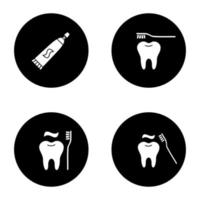 tandvård glyph ikoner set vektor
