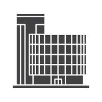 Bürogebäude-Glyphe-Symbol. Silhouette-Symbol. modernes Mehrfamilienhaus. negativer Raum. isolierte Vektorgrafik vektor