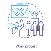 arbete protest koncept ikon. social demonstration, facklig strejk, kommunism idé tunn linje illustration. arga arbetare, människor med megafonvektor isolerade konturritning, offentlig picket vektor