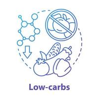 kohlenhydratarmes blaues Gradientenkonzept-Symbol. Keto-Diät-Idee dünne Linie Abbildung. gesundes Essen. ketogene Nahrung. kohlenhydratreiche Ernährung. frisches Gemüse. Vektor isolierte Umrisszeichnung