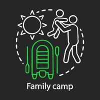 Familiencamp-Kreide-Konzept-Symbol. Sommer-Eltern- und Kinderclub, Ferienresort-Idee. Aktivitäten für Kinder und Erwachsene, Interesse, Outdoor-Abenteuer der Elternschaft. isolierte tafelillustration des vektors vektor