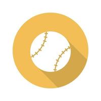 baseballboll platt design lång skugga glyph ikon. vektor silhuett illustration