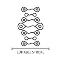 DNA-Stränge lineares Symbol. Desoxyribonukleinsäure, Nukleinsäurehelix. Molekularbiologie. Genom. genetischer Code. dünne Linie Abbildung. Kontursymbol. Vektor isolierte Umrisszeichnung. bearbeitbarer Strich