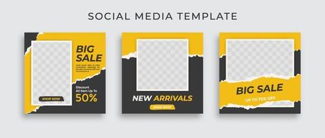 sociala medier mall inlägg för marknadsföring. mallinlägg för annonser. design med gul och svart färg. vektor