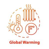 Symbol für das Konzept der globalen Erwärmung. Hitzewelle. hohe Temperatur. industrieller Schaden. Ozonloch und Abbau. Klimawandel-Idee dünne Linie Abbildung. Vektor isoliert Umriss RGB-Farbzeichnung