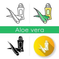 Veganes Antitranspirant-Symbol. Deo auf pflanzlicher Basis. Schutz vor Geruch. Heilkräuter. Kosmetik mit Aloe Vera. Hygiene, Hautpflege. lineare Schwarz- und RGB-Farbstile. isolierte vektorillustrationen vektor