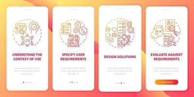 benutzergesteuerte Entwicklung Onboarding mobiler App-Seitenbildschirm vektor