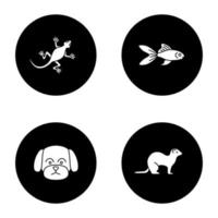 husdjur glyph ikoner set vektor