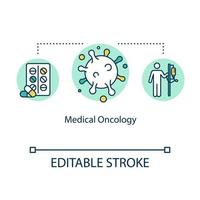 medicinsk onkologi konceptikon. cancerbehandling idé tunn linje illustration. kemoterapi. riktad terapi. immunterapi. vektor isolerad kontur rgb färgritning. redigerbar stroke