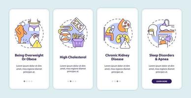 Bluthochdruck führt zum Onboarding des Bildschirms der mobilen App-Seite vektor
