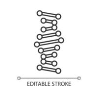 dna helix linjär ikon. anslutna prickar, linjer. deoxiribonukleinsyra, nukleinsyrastruktur. genetisk kod. genetik. tunn linje illustration. kontursymbol. vektor isolerade konturritning. redigerbar stroke