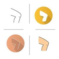 Knie-Symbol. flaches Design, lineare und Farbstile. isolierte vektorillustrationen vektor