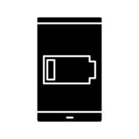 Glyphe-Symbol für den niedrigen Batteriestand des Smartphones vektor