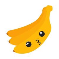 bananer söt kawaii platt design lång skugga karaktär vektor