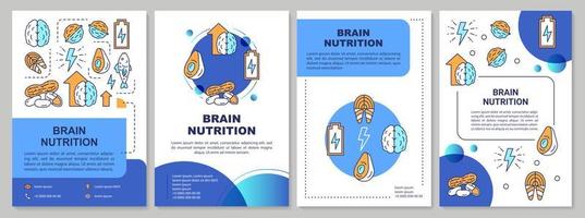 Broschürenvorlage zur Gehirnernährung. ketogene Ernährung. Flyer, Booklet, Prospektdruck, Covergestaltung mit linearen Illustrationen. Vektorseitenlayouts für Zeitschriften, Geschäftsberichte, Werbeplakate vektor