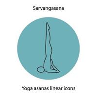 Sarvangasana Yoga Position lineares Symbol. dünne Linie Abbildung. Yoga-Asana-Kontursymbol. Vektor isolierte Umrisszeichnung