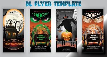 Halloween dl Flyer Vorlagendesign für Halloween-Feiertagsparty vektor