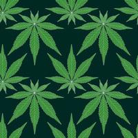 hampa blad sömlösa mönster grönt. marijuana gräs mönster vektor
