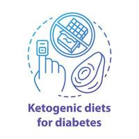 ketogen dieter för diabetes blå gradient konceptikon. keto mat idé tunn linje illustration. hälsosam kost. diabetisk dietterapi. balanserad måltid. vektor isolerade konturritning