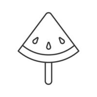 vattenmelonskiva på pinne linjär ikon. tunn linje illustration. kontursymbol. vektor isolerade konturritning