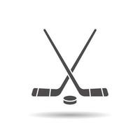 Symbol für Hockey-Spielgeräte. Schlagschatten-Silhouette-Symbol. Hockeyschläger und Puck. negativer Raum. isolierte Vektorgrafik vektor