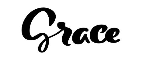 Vektor handgjord kalligrafi bokstäver text Grace. Elegant modernt handskriven citat. Bläckillustration. Typografiaffisch på vit bakgrund. För kort, inbjudningar, utskrifter