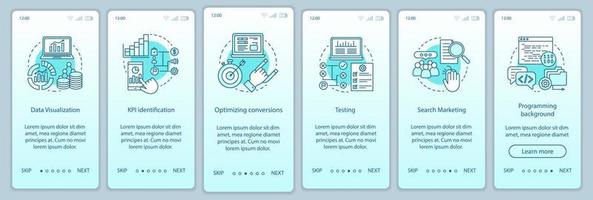 Business Planning Onboarding Mobile App-Seitenbildschirmvektortempel vektor