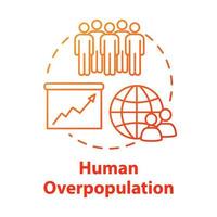 mänsklig överbefolkning konceptikon. ökning av födelsetalen. internationell befolkning. ekologiskt fotavtryck. samhällsidé tunn linje illustration. vektor isolerad kontur rgb färgritning