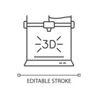 3D -skrivare linjär ikon vektor