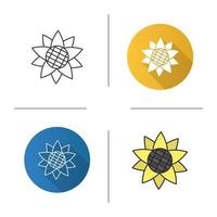 Sonnenblumenkopf-Symbol. flaches Design, lineare und Farbstile. Helianthus. isolierte vektorillustrationen vektor