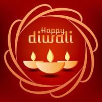 glückliche Diwali-Vektorillustration, glückliche Diwali-Vektorbannerillustration mit Diya - Öllampe, Diwali-Illustration mit Typografie, kreatives Diwali-Vektordesign für Grußkarte und Hintergrund. vektor