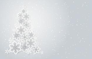 vacker vit julgran bakgrund med snöflingor vektor