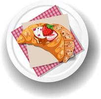 Frühstücks-Croissant-Sandwich mit Erdbeere vektor