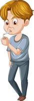 en man som röker seriefigur på vit bakgrund vektor