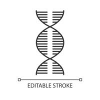 DNA-Spirale lineares Symbol. Desoxyribonukleinsäure, Nukleinsäurehelix. Molekularbiologie. genetischer Code. Genom. dünne Linie Abbildung. Kontursymbol. Vektor isolierte Umrisszeichnung. bearbeitbarer Strich