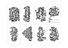 Vektor kalligrafi uppsättning fraser för taggar. Isolerad Jul Hand Drawn Lettering Illustration. Hjärtferie skissa klotter designkort. inredning för tryck och inredning