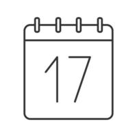 16. Tag des Monats lineares Symbol. Wandkalender mit 17 Zeichen. dünne Linie Abbildung. Datumskontursymbol. Vektor isolierte Umrisszeichnung