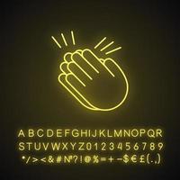 klappande händer emoji neonljusikon vektor