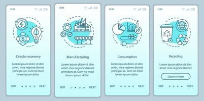 cirkulär ekonomi onboarding mobil app sida skärm vektor mall