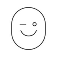 Zwinkerndes lineares Smiley-Symbol. fröhliches und lustiges Gesicht. dünne Linie Abbildung. Kontursymbol für gute Laune. Vektor isolierte Umrisszeichnung