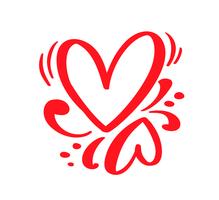 Par röda vektor valentines dag hand drackade kalligrafiska två hjärtan. Holiday Design element valentin. Ikon kärleksdekor för webb, bröllop och tryck. Isolerad kalligrafi bokstäver illustration